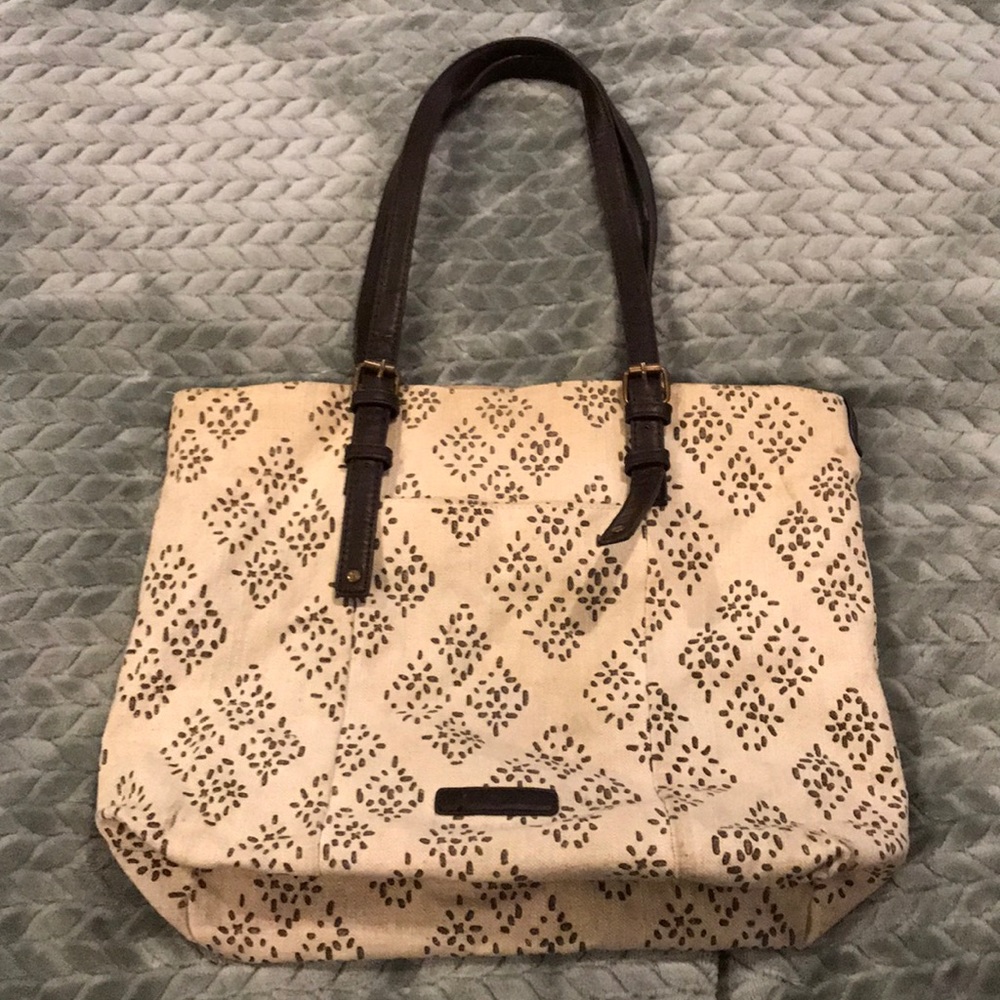 Lucky Brand // Printed burlap totebag